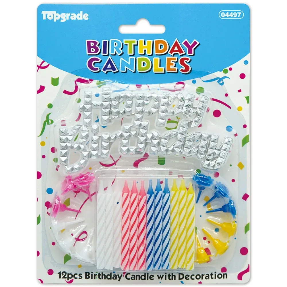 Birthday candle with decoration- 12 pc