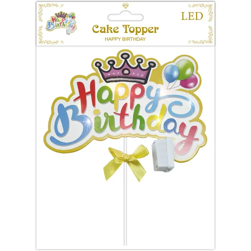 Happy birthday cake topper led - 5.5”x8”