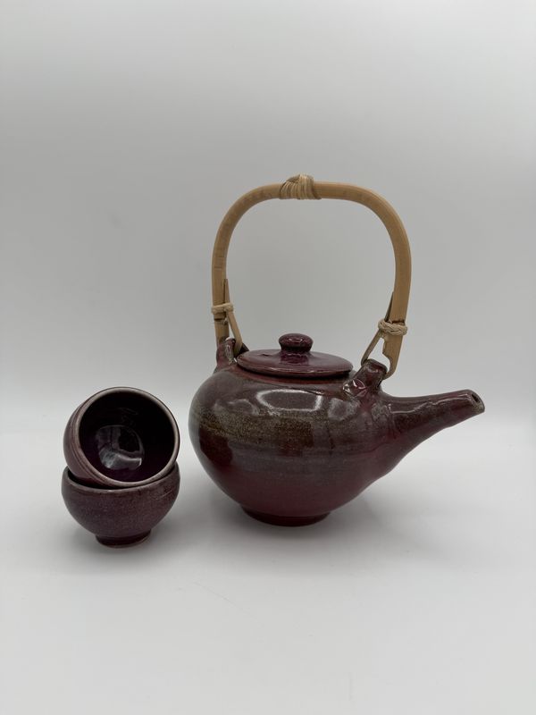 SASKIA MARTIN - COPPER RED TEAPOT W/CUPS
