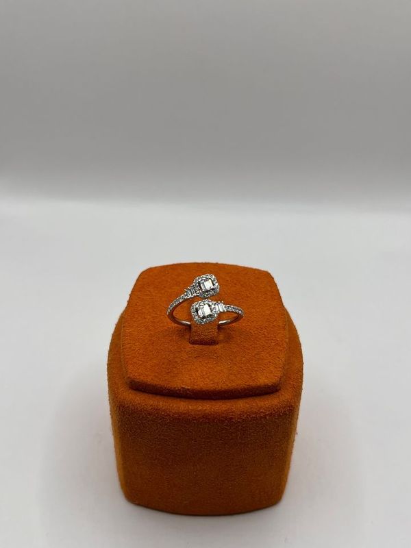 14K White Gold Ring with Diamonds