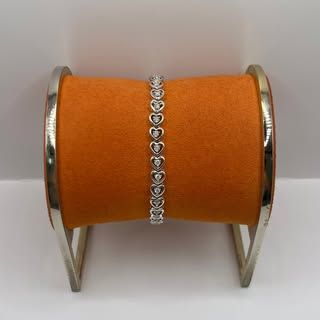 14K White Gold Heart Bracelet with Diamonds