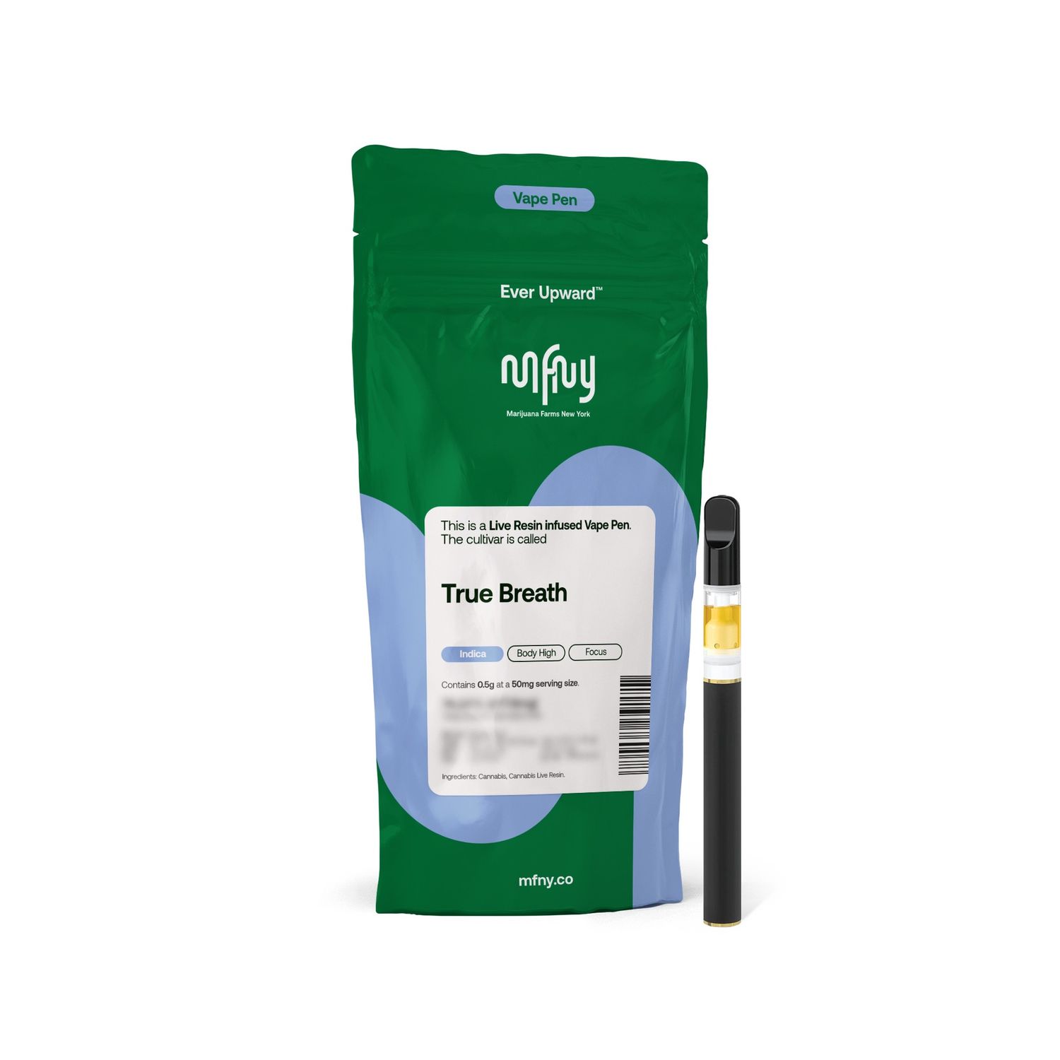 MFNY - AIO Vape, Size: 0.5g, Strain: Indica/True Breath