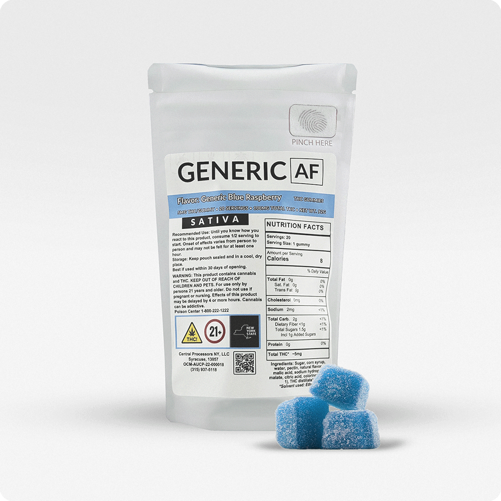 Generic AF - Gummy, Size: 20x5mg, Flavor: Blue Raspberry