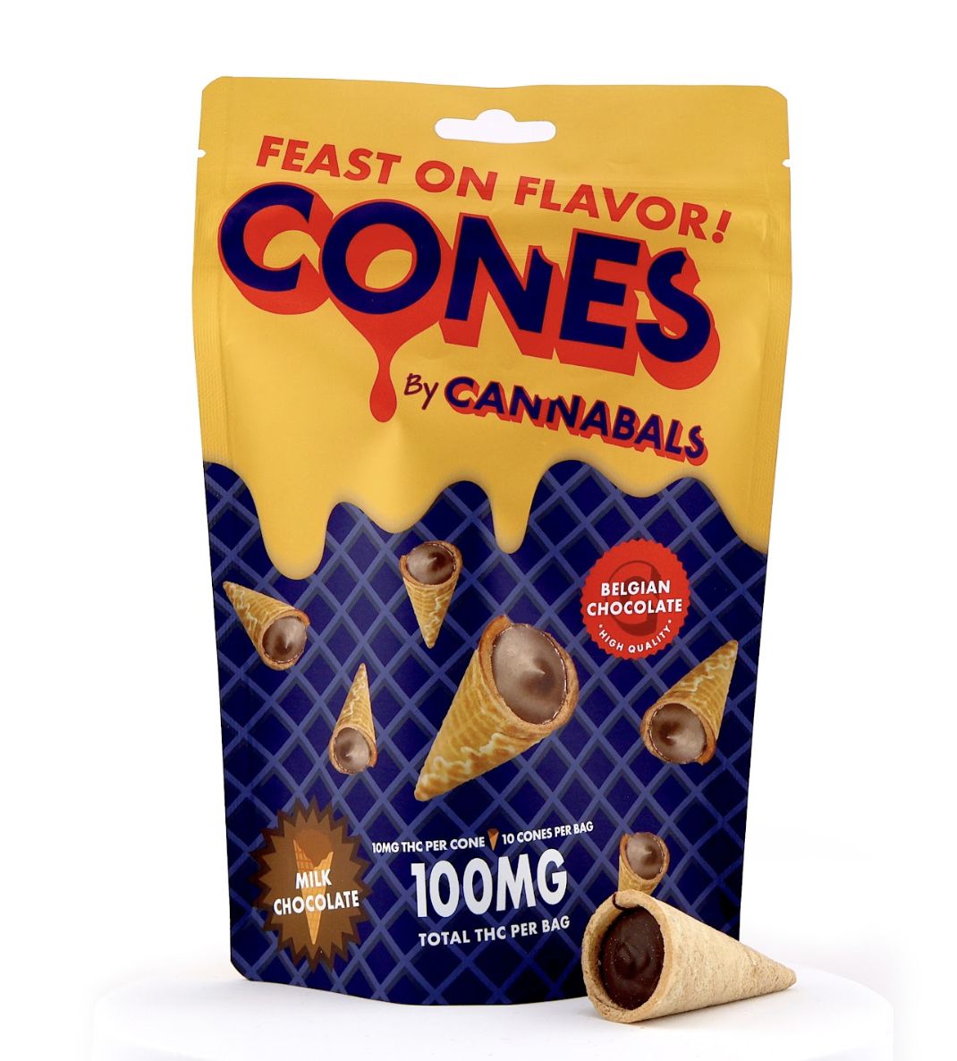 Cannabals - Chocolate, Flavor: Cones - Milk Chocolate, Size: 10x10mg