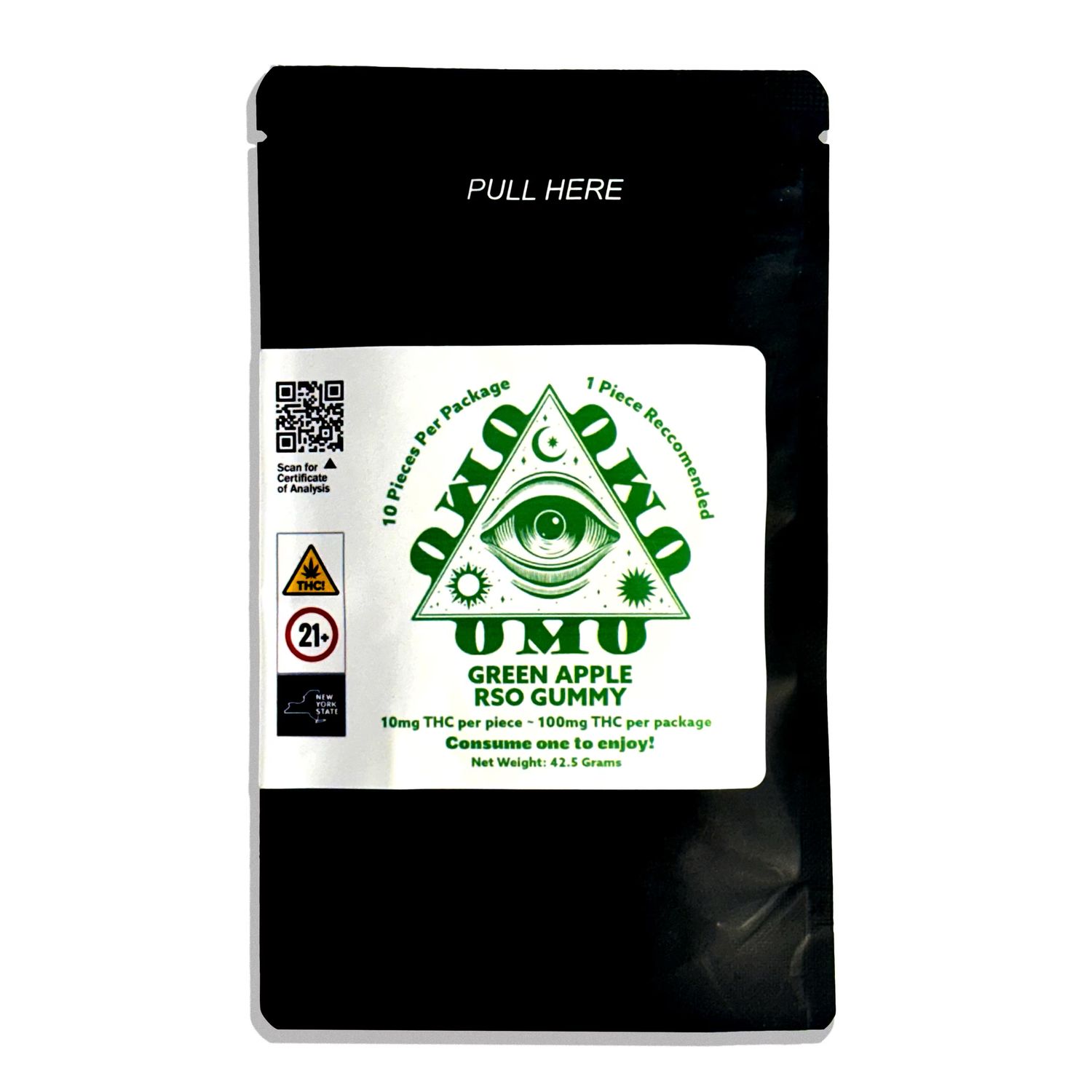 OMO - Gummy, Flavor: Green Apple, Size: 10x10mg