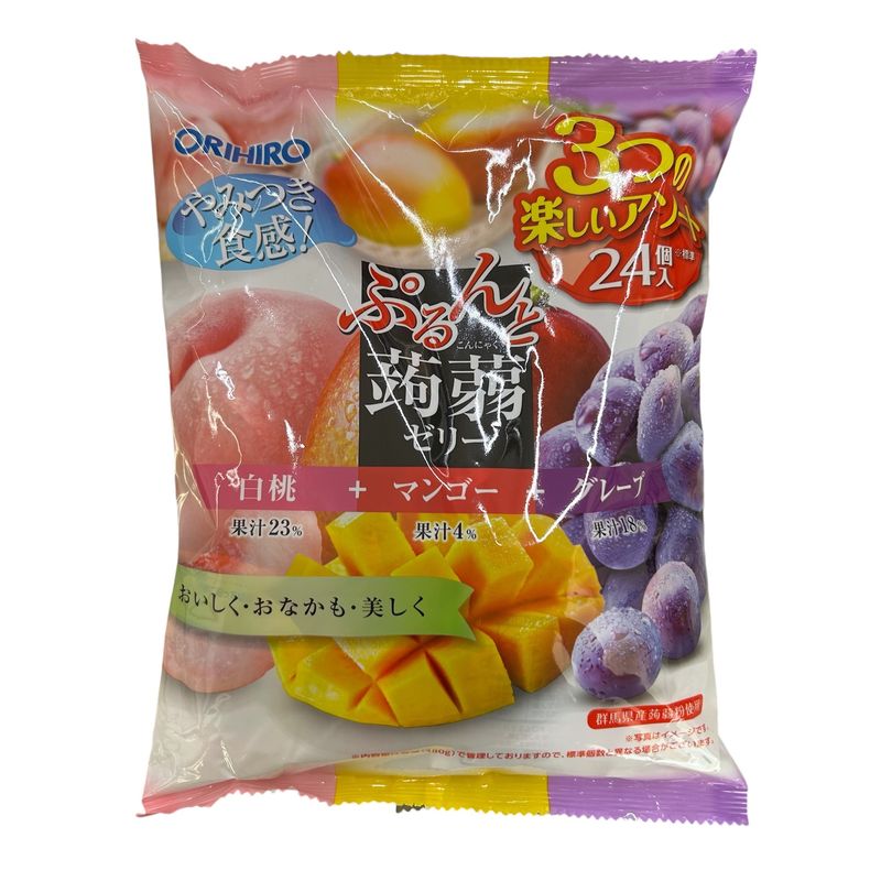 Orihiro Jelly White Peach,Mango,Grape Bag 480g