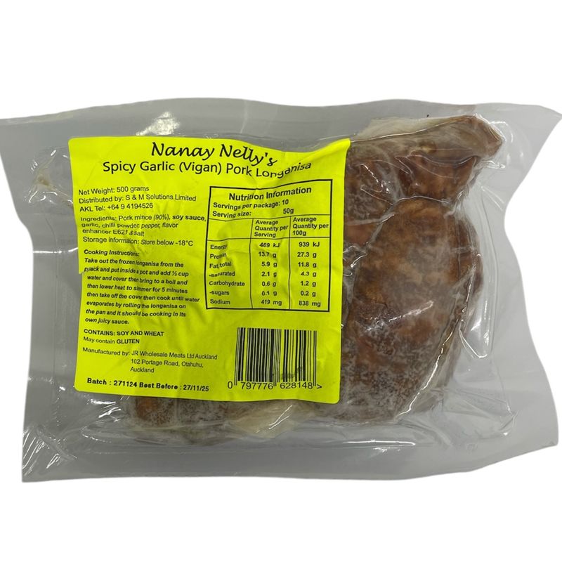Spicy Garlic (Vigan) Pork Longanisa 500g
