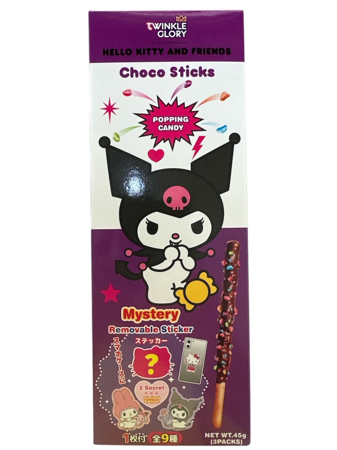 Twinkle Glory Choco Sticks Kuromi Popping Candy 45g