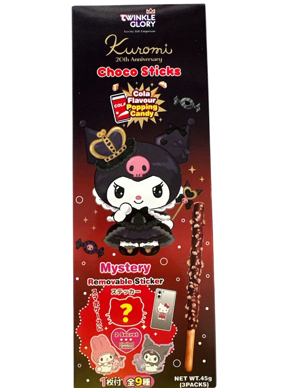 Twinkle Glory Choco Sticks Kuromi Cola Popping Candy 45g