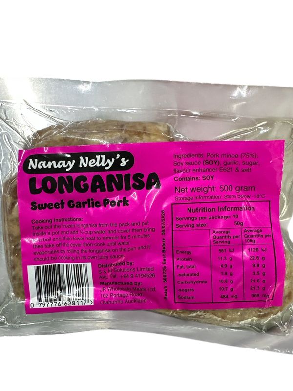 Sweet Garlic Pork Longganisa 500g