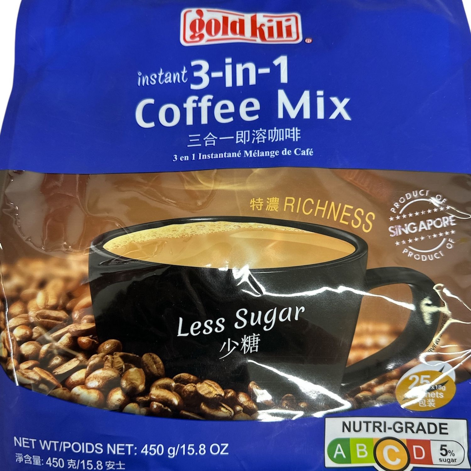 Gold Kili 3in1 Coffee Mix  Less Sugar 450g