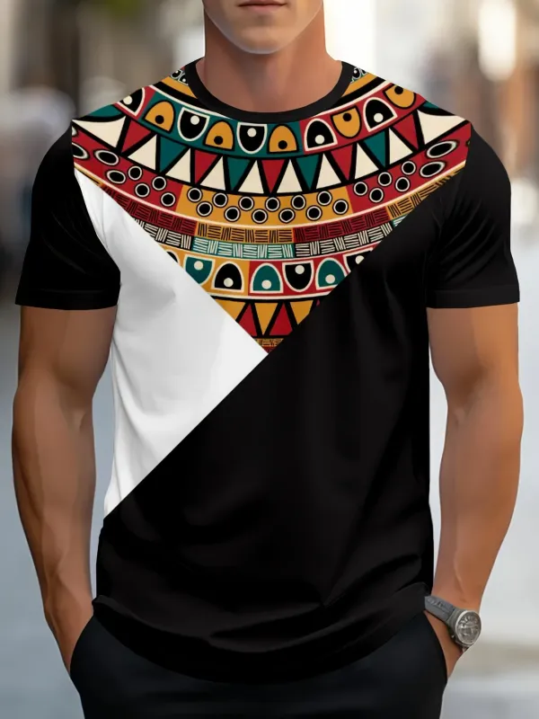 Men's Ethnic Geometric Print T-Shirt