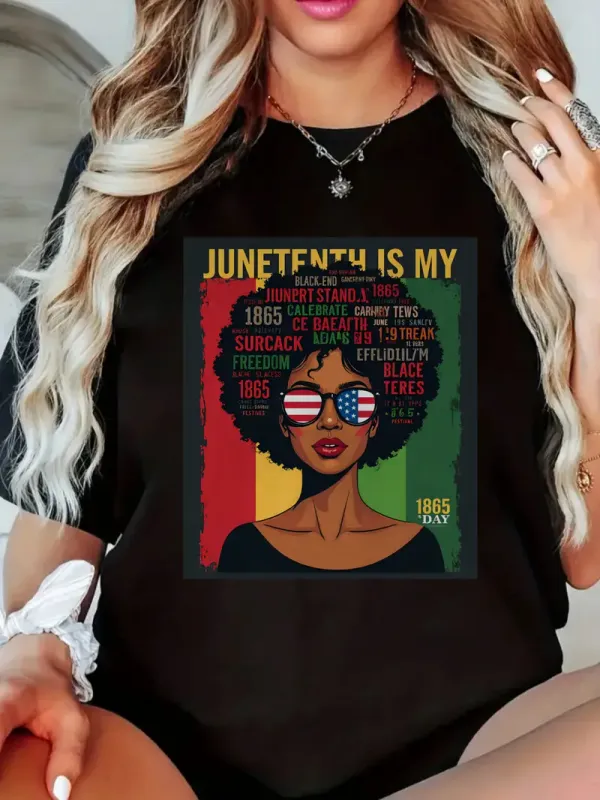 Women'S Plus Curve Clothing, machine washable spring/ summer Juneteenth T-shirt
