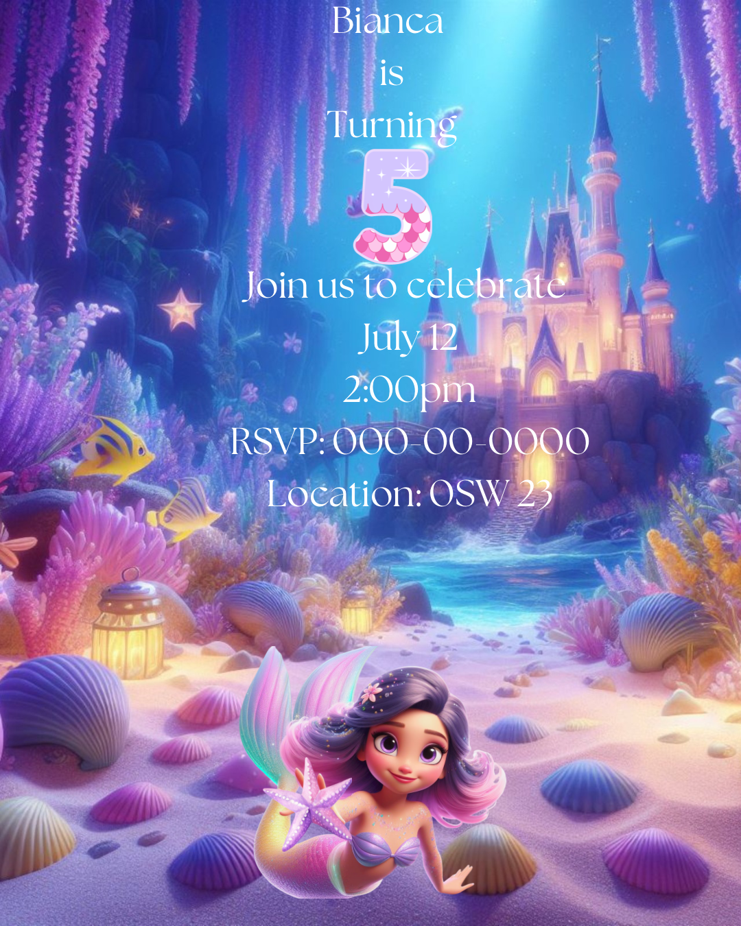 Digital invite- Mermaid friend (SAMPLE)