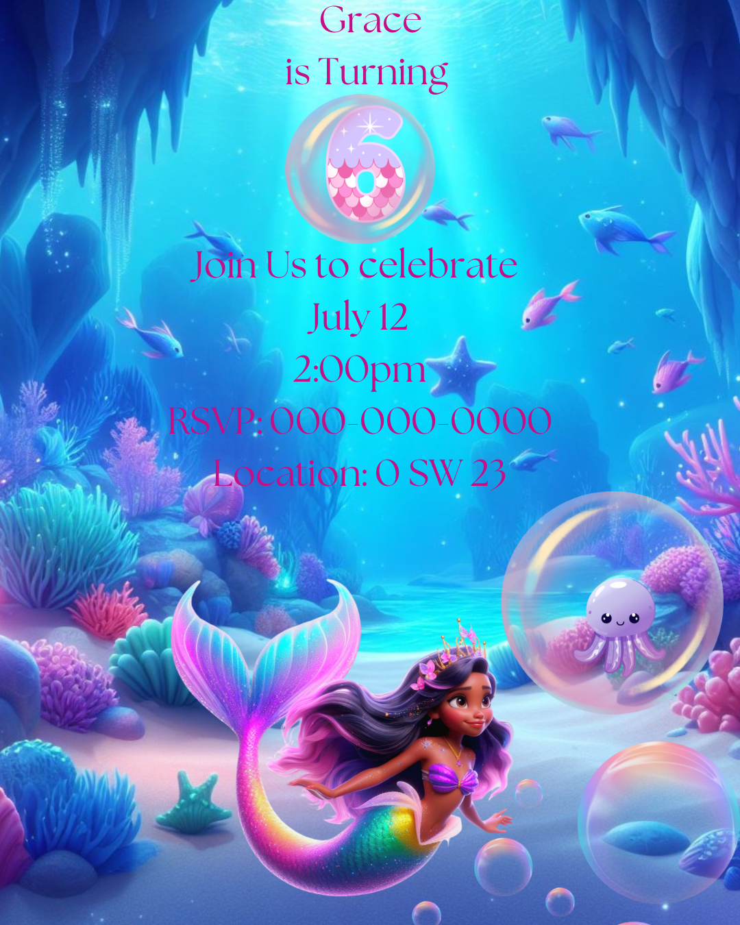 Digital invite- Mermaid glam ( SAMPLE)