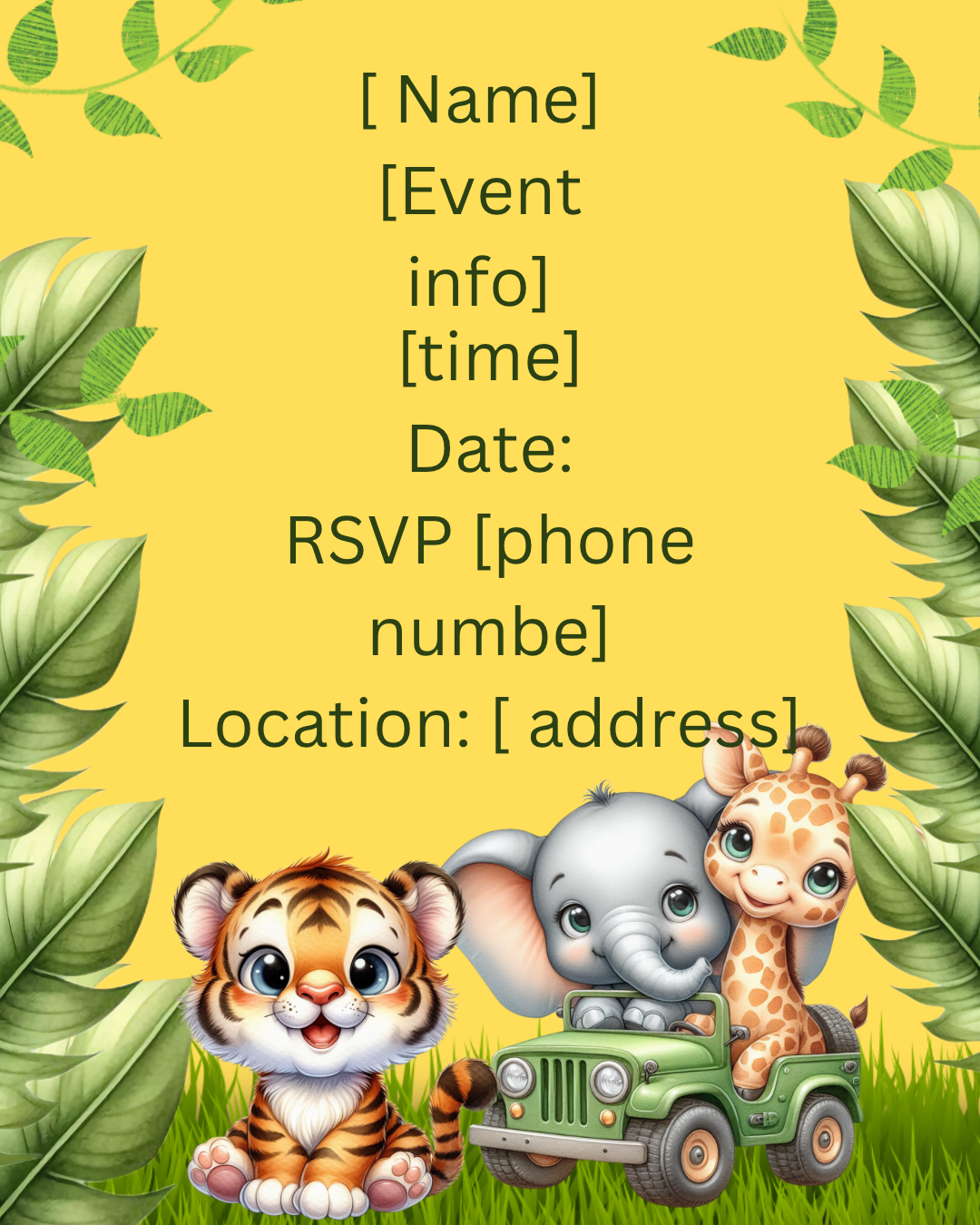 Digital invitation- Jungle friends (SAMPLE)