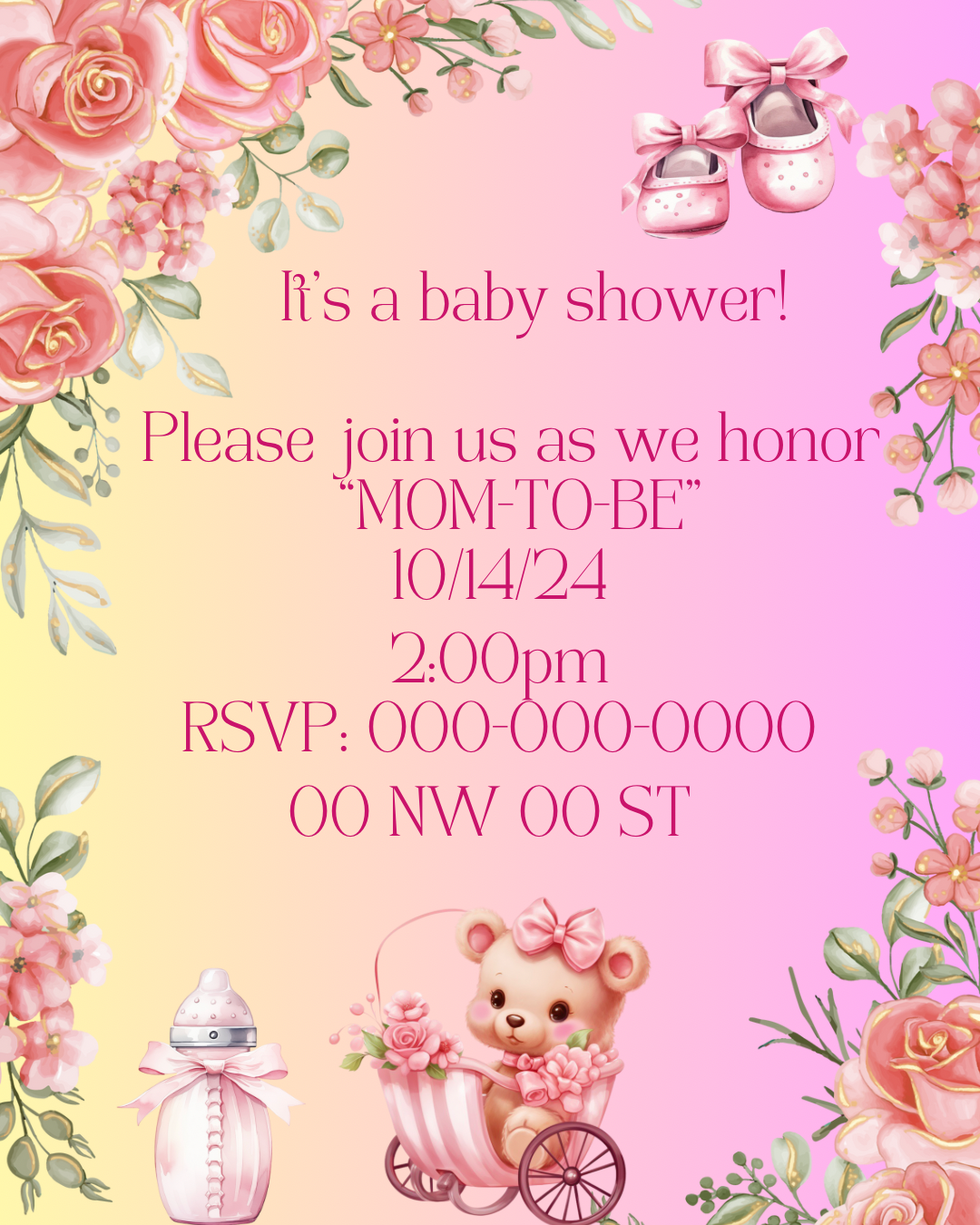 Digital invite- baby girl (SAMPLE)