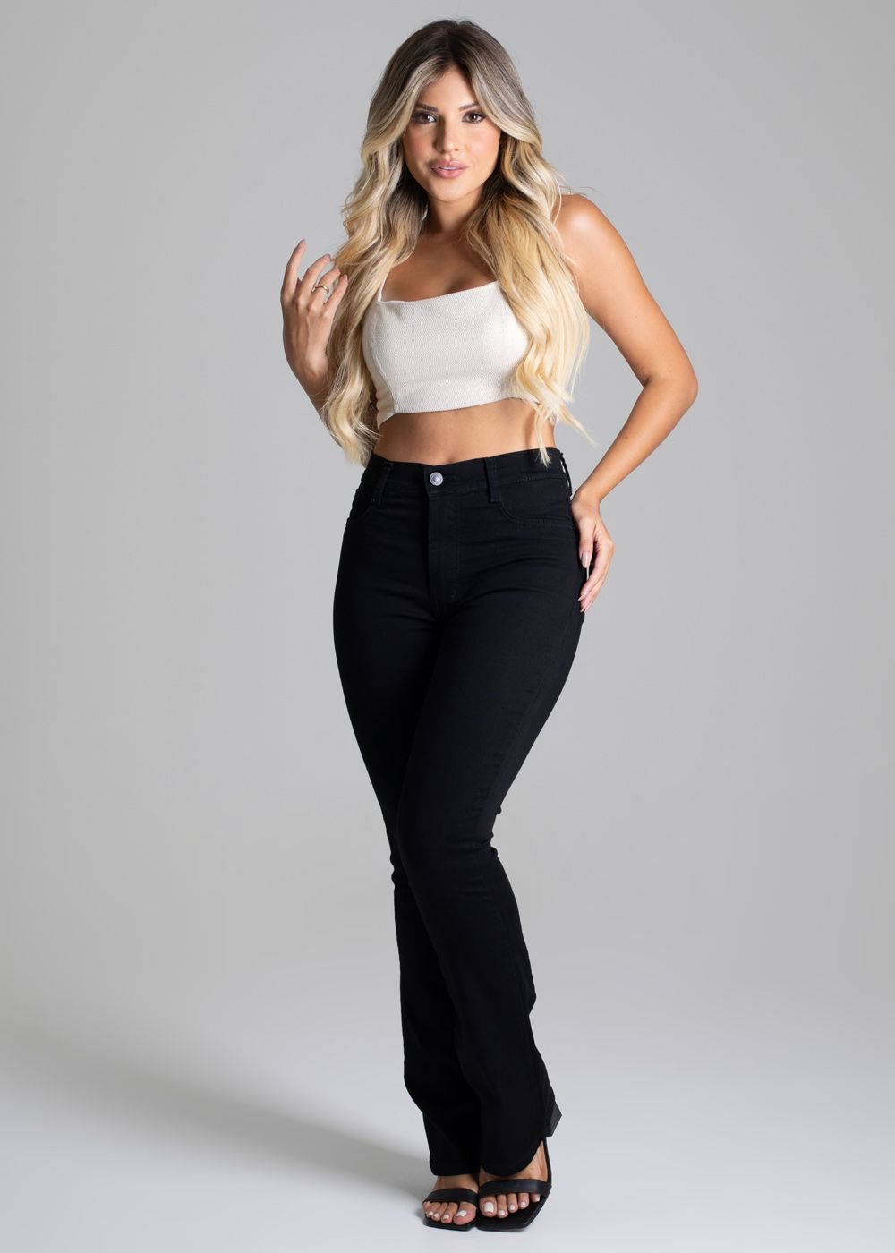 Sawary Women&#39;s High-Waist Boot Cut Black Twill Pants - Comfortable and Stylish