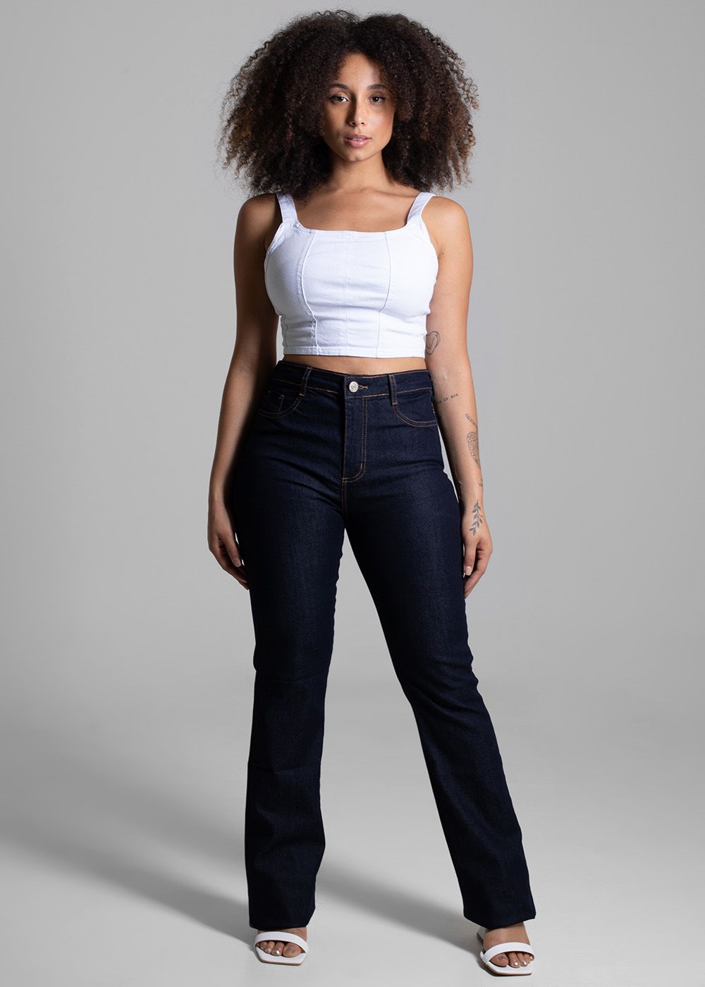 Sawary Super Shaper High-Waisted Boot Cut Jeans in Denim Blue