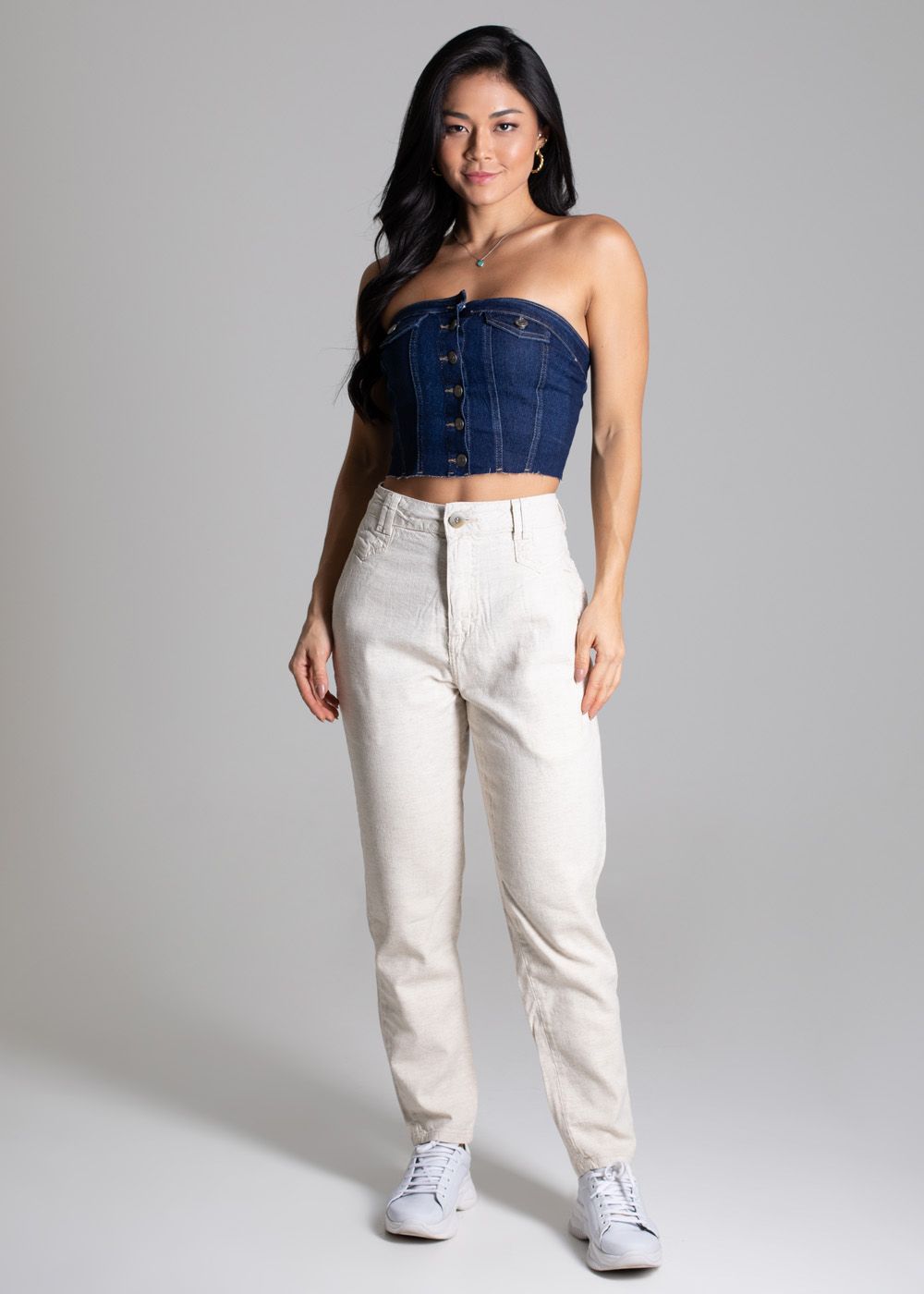 High-Waisted Linen Mom Pants with Pockets