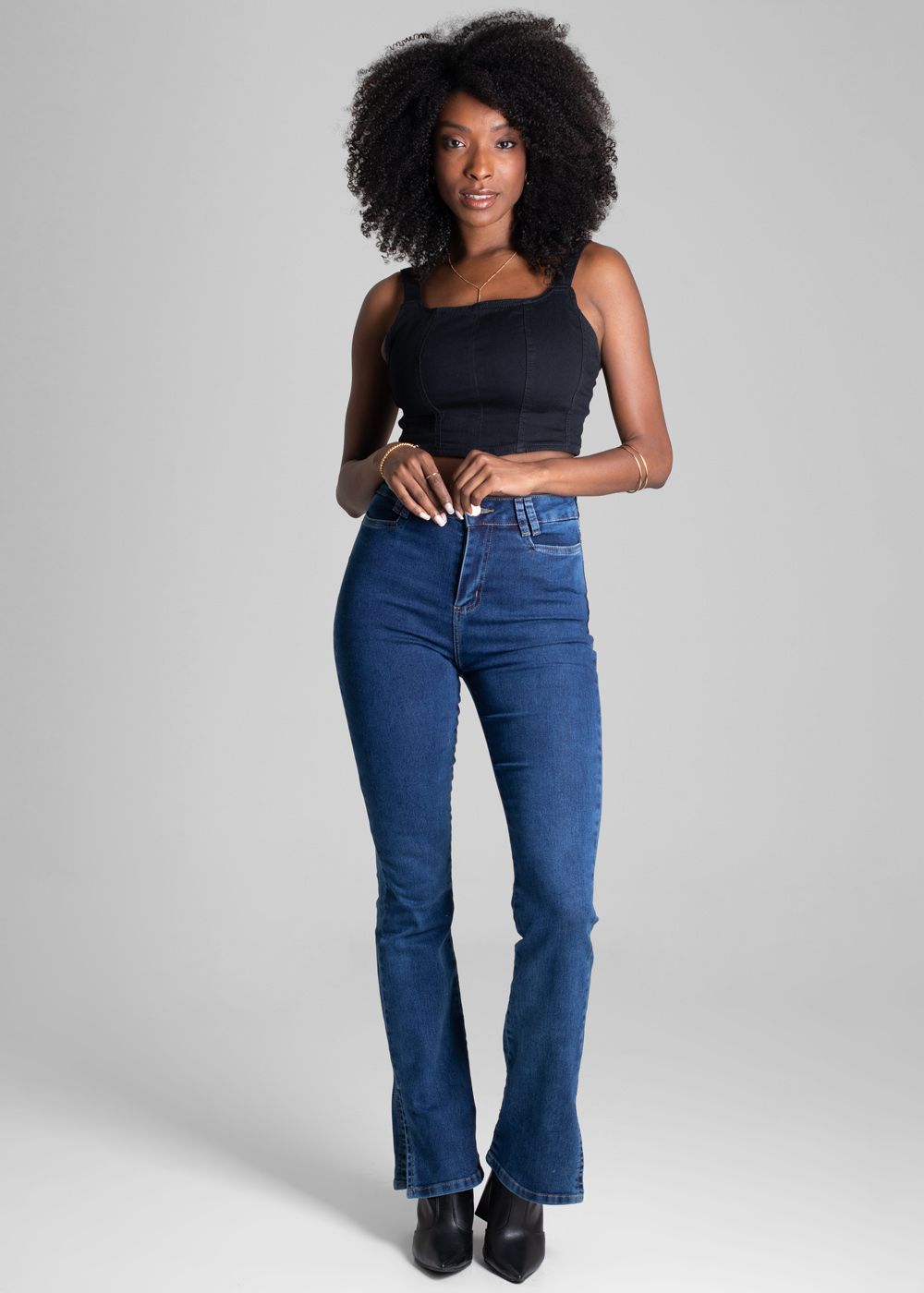 Sawary Boot Cut High-Waist Jeans - Cobalt Blue