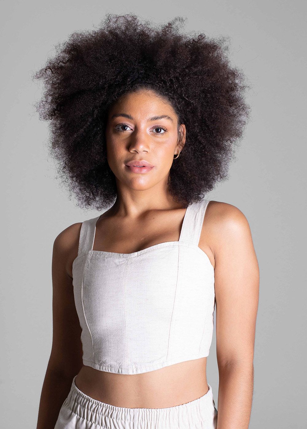 Sawary Women&#39;s Cropped Linen Top in Sand Color