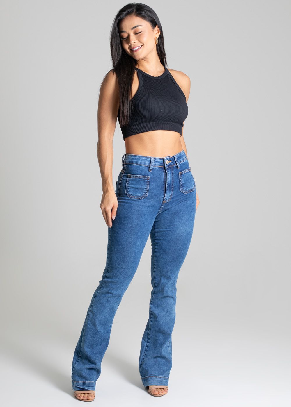Sawary Mid-Rise Boot Cut Jeans in Cobalt Blue - Comfortable Stretch Fit