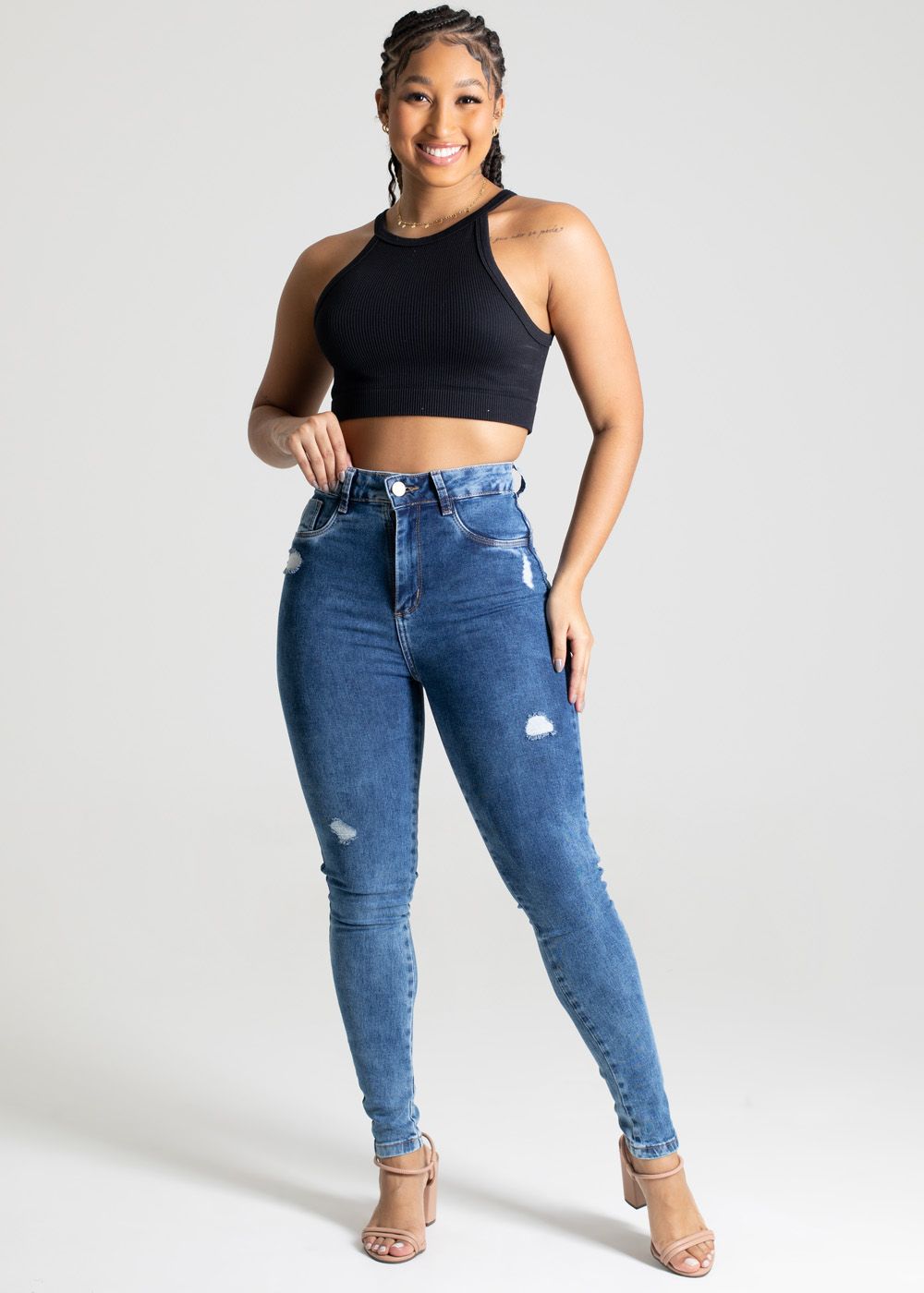 Sawary Mid-Rise Push-Up Silhouette-Enhancing Jeans - Cerulean Blue