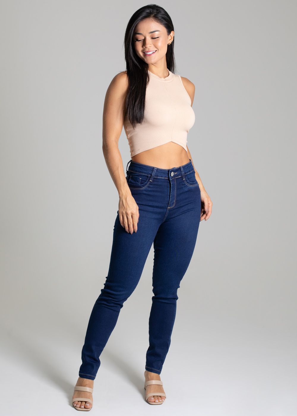 Sawary High-Waisted Butt-Lifting Stretchy Women&#39;s Jeans in Denim Blue