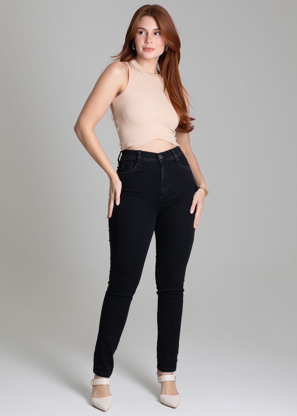 Sawary Women&#39;s High-Waisted Stretchy Twill Hot Pants - Black