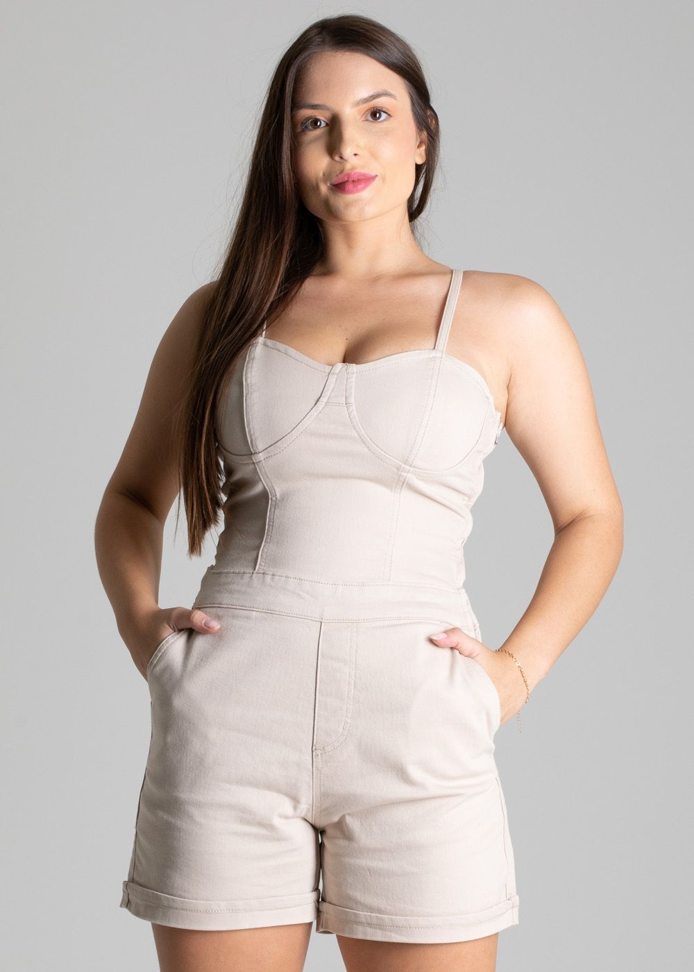 Sawary Twill Jumpsuit - Beige, Casual and Comfortable, Perfect for Summer