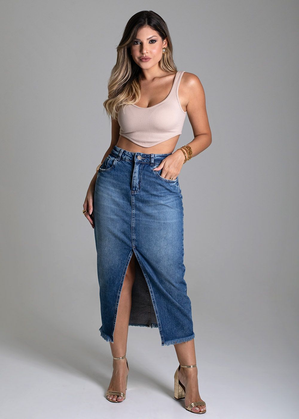 Sawary Midi Jeans Skirt