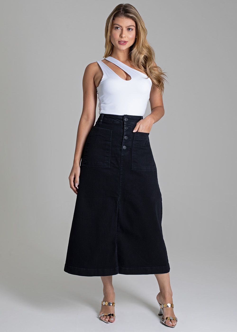 Sawary Midi Twill Skirt