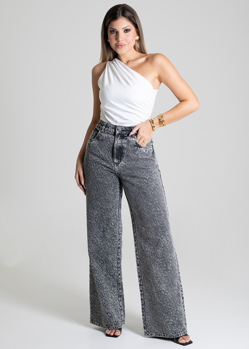 Sawary Wide Leg Twill Pants
