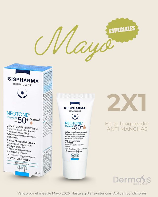 2x1 en Neotone Prevent SPF 50+ Mineral Tono Medio Isispharma