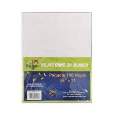 Papel Bond Blanco BUHO (Paquete de 100 uds - Tamaño Carta)