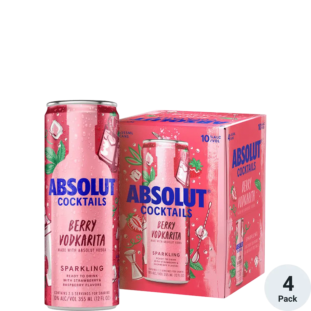 Absolut Cocktails Berry Vodka 4 Pk