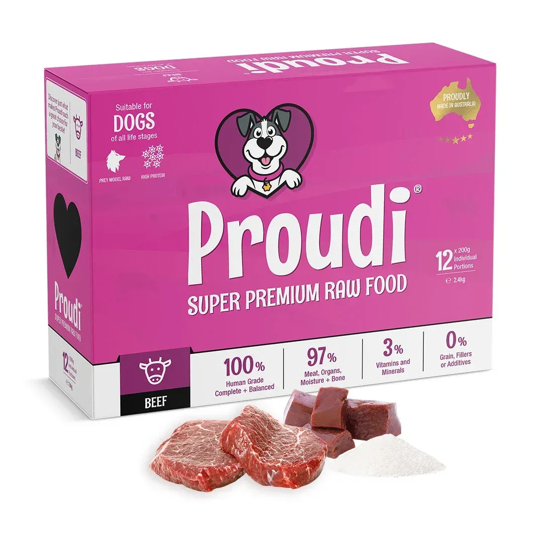 Proudi Dog Beef — Rocky Pet World in Norman Gardens, QLD