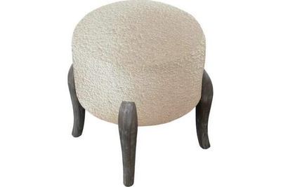 Boucle Finn Round Footstool Barley