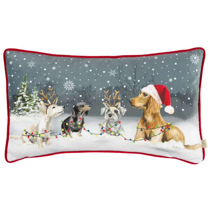 Christmas Dog Cushion Stone