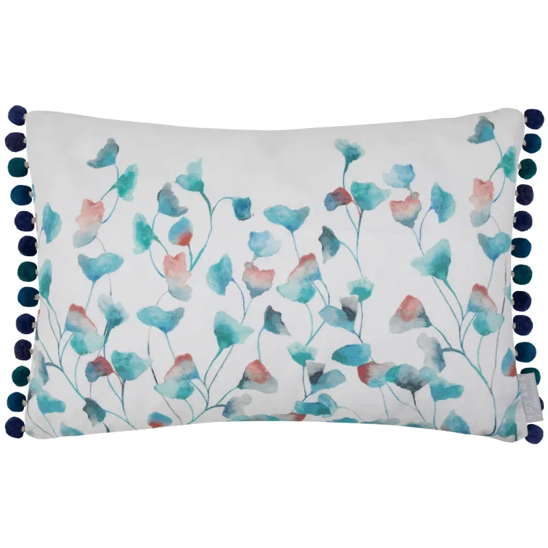 Cala Printed Pom Pom Cushion Marine