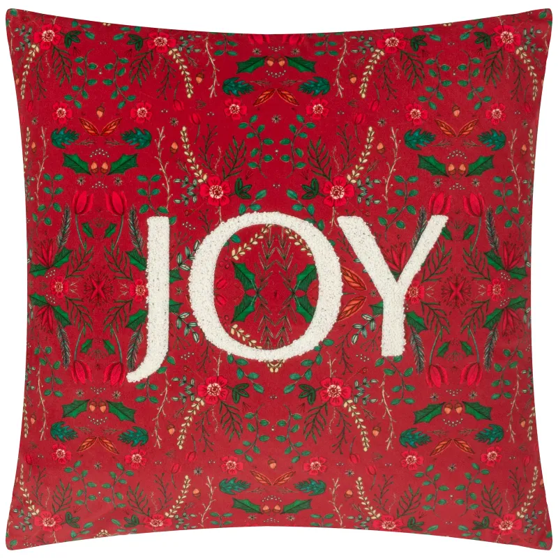 Ditsy Joy Tufted Velvet Cushion Red