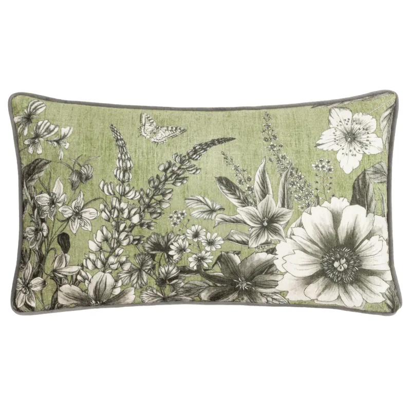 Harlington Gardenia Floral Piped Cushion