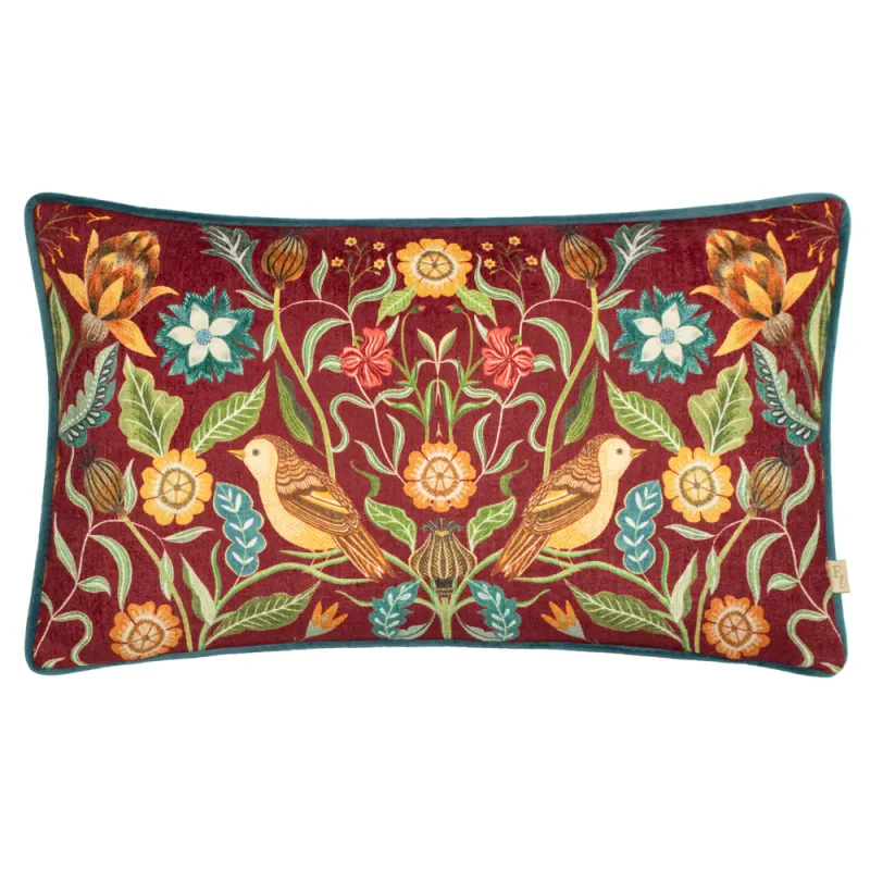 Hawthorn Birds Cushion Burgundy