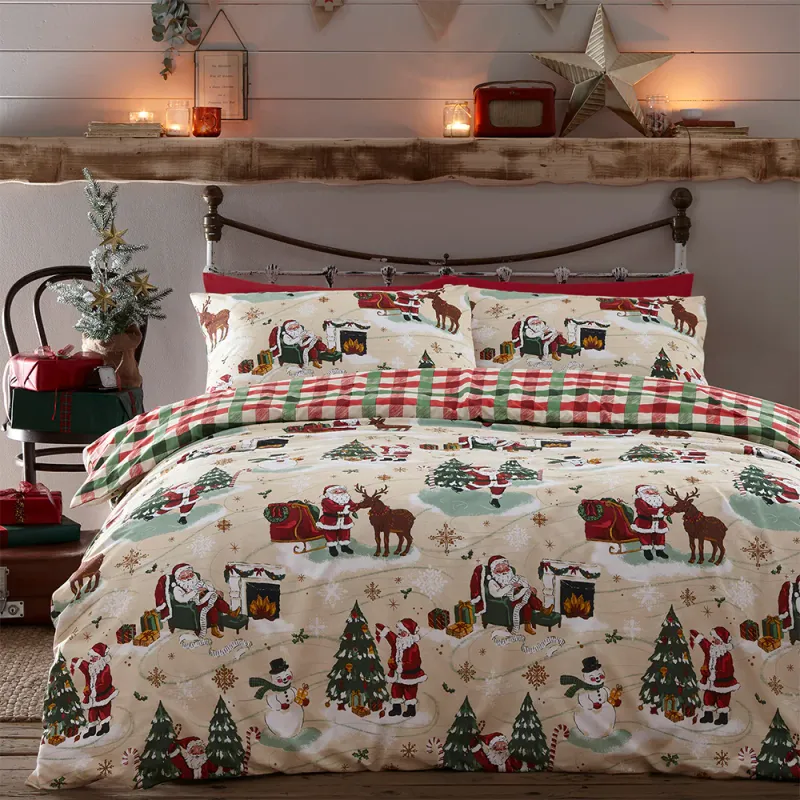 Jolly Santa Christmas Duvet Cover Set Multi