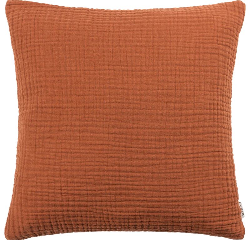 Lark Muslin Crinkle Cotton Cushion Pecan