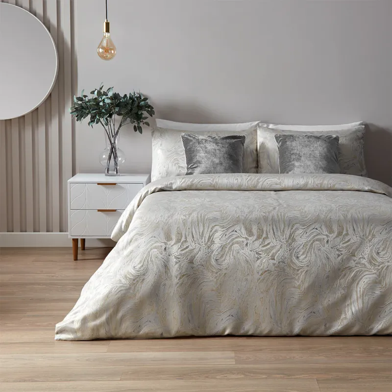Marble Jacquard Duvet Cover Set Oyster