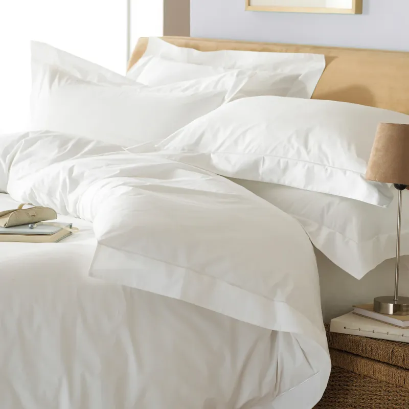 Oxford 200TC Border Panel 100% Cotton Duvet Cover Set White