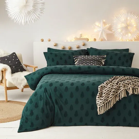Tufted Tree Festive 100% Cotton Duvet Cover Set Snow