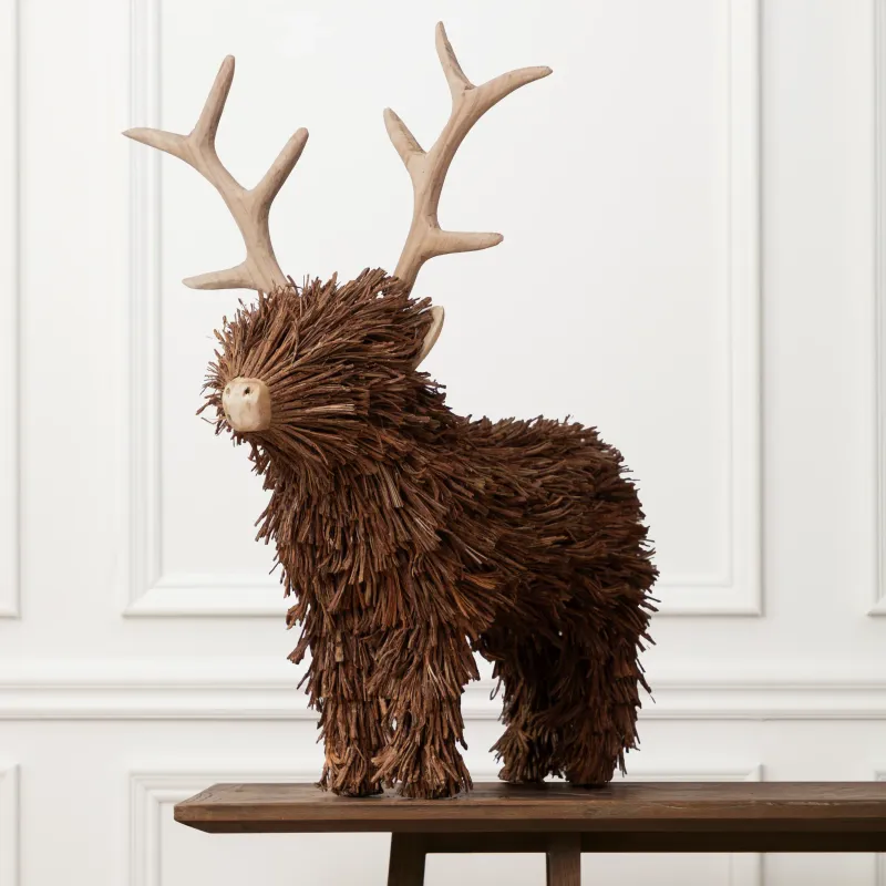 Stirling Standing Stag Wooden Sculpture Brown